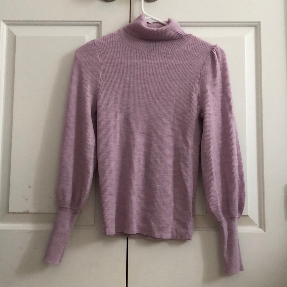 NWOT Purple J Crew puff sleeve turtleneck sweater